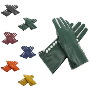 Nuevos Guantes Botones Mujer Dama Cuero Suave Imitación Piel Talla Única Guantes Conducir Reino Unido - Imagen 1 de 13