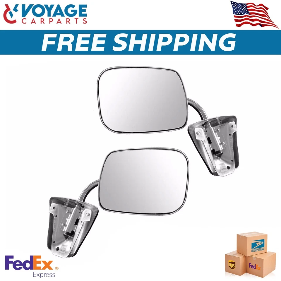 Stainless Steel Manual Side View Mirrors LH & RH Set For 1973-1991 Chevy Truck - Imagem 1 de 4