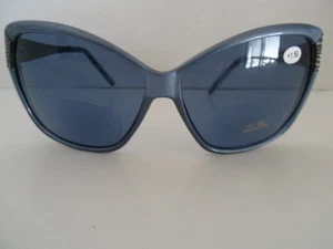 Gafas de sol bifocales 1.50 azul/gris con lados martillados plateados protección UV400 NUEVAS - Imagen 1 de 6