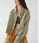 Urban Outfitters Bdg Green Plaid Frayed Flannel Shirt Size S Grunge Oversized