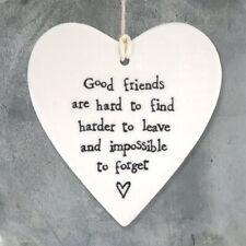 East of India White Ceramic Good Friends Are Hard to Find Heart 9x9cm