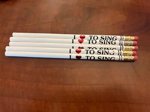 Set of 5 Pencils I LOVE TO SING Pencil Music Gift - NEW - Picture 1 of 4