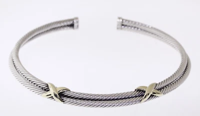 Collar Gargantilla Doble X Cable DAVID YURMAN Plata Esterlina Oro 14K 91G Foto 1 de 4