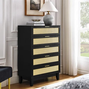 5 Drawer Dresser Wooden Storage Cabinet Chests of Drawer for Bedroom Office - Picture 1 of 60