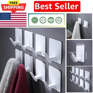 Durable Adhesive Hooks – 8 Pack, Modern Stainless Steel for Home Organization - Picture 1 of 9