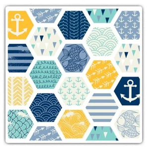 2 x Square Stickers 10 cm - Nautical Sea Pattern Anchor Seaside Theme #45839 - Afbeelding 1 van 9