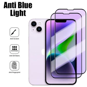 2 Pack Anti-Blue Light For iPhone 15 Pro Max 14 13 12 11 Screen Protector - Picture 1 of 16