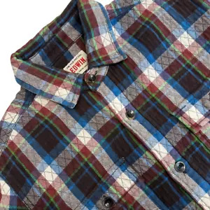Edwin Flannel Shirt Mens Small Plaid Long Sleeve Pockets Slim Fit Button Up Shin - Picture 1 of 11