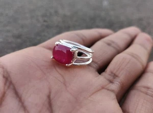 Natural Ruby Ring 925 Sterling Silver Cushion Gemstone Beautiful Statement Ring - Picture 1 of 8