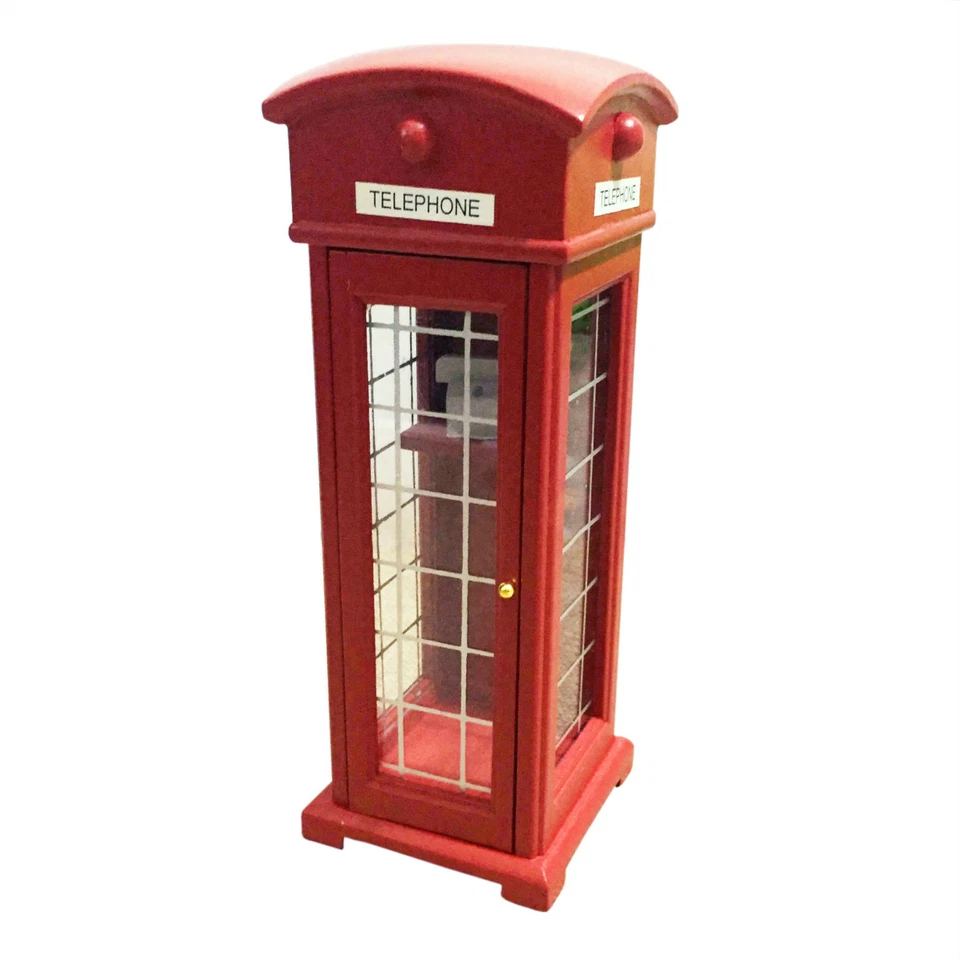 Dollhouse Red Old-Fashioned Public Telephone Booth 1:12 Miniature Decor - Image 1 of 4