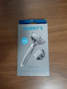 Harry's Razor Handle & 2 Cartridges Smoke Chrome 1 razor 2x 5 blade cartridge - Picture 1 of 2