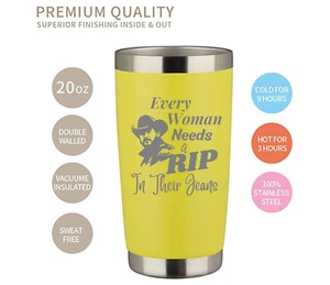 Vaso aislante grabado en sus pantalones de mezclilla Yellow Stone Every Woman Needs A RIP - Imagen 1 de 7