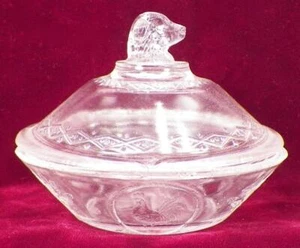 Rooster Toy Butter Dish & Lid 4 Childs Table Set King Son & Co #149 Clear EAPG - Picture 1 of 8