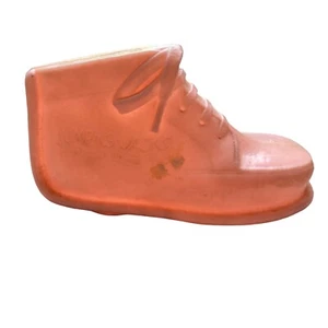 Vintage Baby Shoe Piggy Bank JUMPING JACKS Advertisement Beaver Dam Plastic WI - Picture 1 of 5
