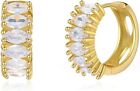Sparkling Women's CZ Gold Hoop Earrings - Elegant Jewelry for a Fashionable Styl