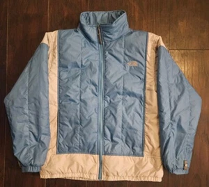 NORTH FACE Blue and Grey Plush Jacket Girls Large L Puffer Jacket - Picture 1 of 8