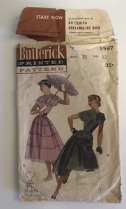 Butterick 5597 Vintage 50s Sewing Pattern TEEN Circular Dress Bust: 30 - Picture 1 of 8