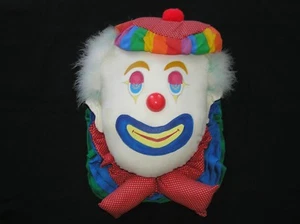 LARGE CLOWN FACE 3D 18" TALL FABRIC HANDMADE WALL HANGING 1980'S COLORFUL - Picture 1 of 3
