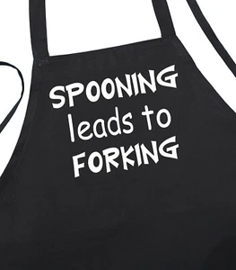 Spooning Leads To Forking Cute Aprons With A Sexy Adult Theme For Women Or Men - Picture 1 of 4
