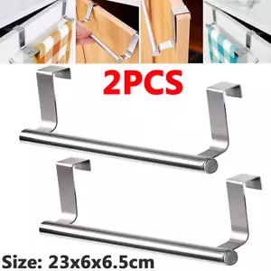 2 X Over Cabinet Door Towel Rack Bar Hook Kitchen Storage Bathroom Shelf Holder - Picture 1 of 11