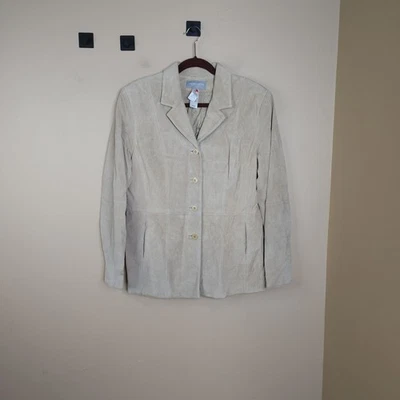 Chaqueta Blazer Liz Claiborne 100% Gamuza Botón Frontal en Tostado Talla XL Foto 1 de 4