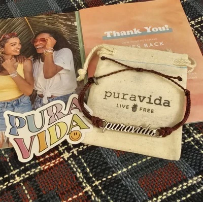 PULSERA ESCRITURA "PURAVIDA" PLATA PURA VIDA USADA EN EXCELENTE ESTADO ROJO BORGOÑA!!️ENVÍO GRATUITO EL MISMO DÍA Foto 1 de 3