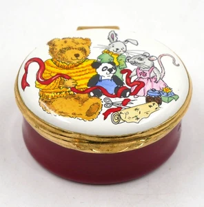 LOVELY CRUMMELS ENAMEL BOX TEDDY BEAR TOY ANIMALS WRAPPING PRESENT SO CUTE - Picture 1 of 3