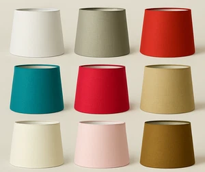 10" 12" 14" 16"Cotton Textured Fabric Drum Shape Table Lamp Ceiling Light Shades - Picture 1 of 32