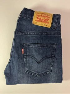 Levi’s 511 Jeans Size 10 Regular Slim Fit Dark Wash Blue Denim Pants Boys 25x25 - Picture 1 of 9