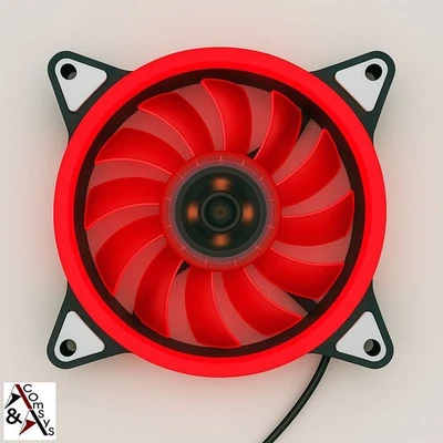 120mm 12cm RGB Fixed LED Computerlüfter PC Gehäuselüfter Dual Ring Lüfter Rot - Bild 1 von 4