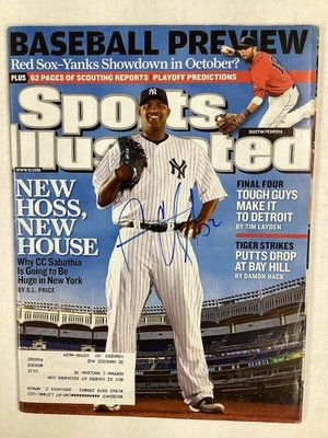 Autógrafo firmado por CC Sabathia Sports Illustrated 4/6/09 New York Yankees Salón de la fama JSA Foto 1 de 4