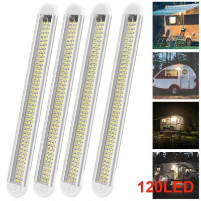 4x 12V 120 LED Car Interior Strip Lights Bar Light Car Van Caravan Boat Home Bus