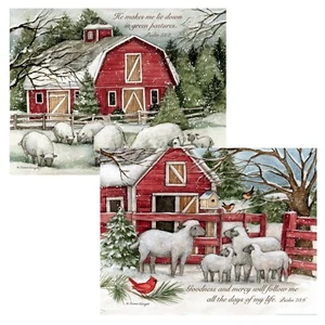LANG CHRISTMAS CARD BOXED SET The Lord is my Shepherd 18 Cards/ 19 Envelops NEW - Picture 1 of 3