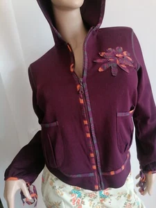 Jacke Gr. M Sweatjacke Sweatshirt Kapuze Damen Basic Ole mit Blumenapplikation t - Bild 1 von 5