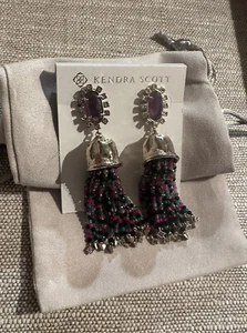 Kendra Scott Decker Beaded Tassel Statement Earrings in Amethyst Mix - Picture 1 of 3