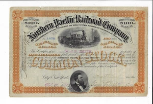MINNESOTA 1890 Northern Pacific Railroad Company Stock Certificate - Picture 1 of 2