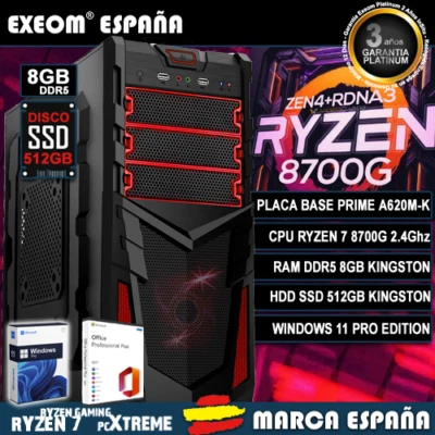 Ordenador Gaming Pc Sobremesa Ryzen 7 8700G 8GB DDR5 SSD 512GB Windows 11 - Imagen 1 de 4