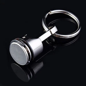 Metal Piston Car Keychain Keyfob Engine Fob Key Chain Ring keyring Silver New - Picture 1 of 8