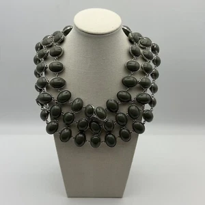 Banana Republic Gray Faceted Collar Necklace Reversible Statement Silver Tone - Picture 1 of 5