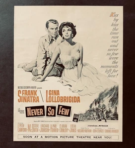 1959 Never So Few Movie Advertisement Frank Sinatra Lollobrigida Vtg Print AD - Bild 1 von 2