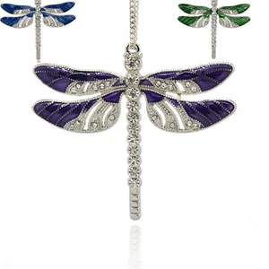 Dragonfly Big Pendants, Rhinestones,Blue, Green or Indigo Enamel. 57 x 64mm wide - Picture 1 of 9
