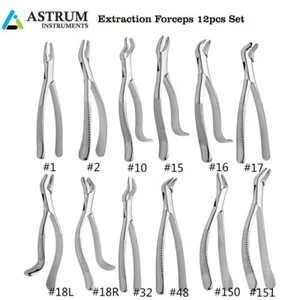Dental Extraction Forceps Set Orthodontic Plier Surgery Instruments Tool 12p Kit - Picture 1 of 4