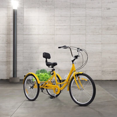 Klappbares Dreirad Fahrrad mit Becherhalter LED Licht Adult Dreirad 7 Gang Bike - Bild 1 von 4