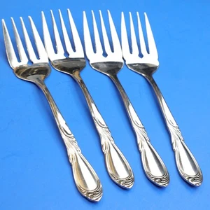 Farberware Kamee Edelstahl 4 Salatgabeln 6 1/2" Indonesien glänzend Besteck - Bild 1 von 6