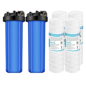 Paquete de 2 sistemas de carcasa de filtro de agua para toda la casa y 4 piezas de sedimento de cuerda PP de 20"" x 4,5 - Imagen 1 de 14