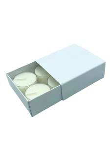 TEALIGHT CANDLE BOX WITH SLEEVE for 4 Tealights - WHITE (Pack of 10) - Picture 1 of 3
