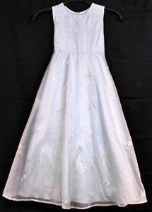 Green Dog Dress sz 8 Blue Wedding Flower Bow Shimmer Sheer Daisy Special Occasio - Picture 1 of 12