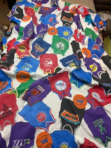 NBA Fitted Bed Sheet Fabric Material Basketball Jersey Uniform Twin Size 90s VTG Cover