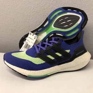 Adidas UltraBoost 21 Men's Running Shoes Blue/Black/Green Sz 8.5  S23873 New - Picture 1 of 8