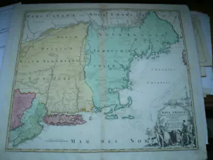 Nova Anglia, New York, map, Homann J.B.,anno 1730 Coppermap, - Picture 1 of 10